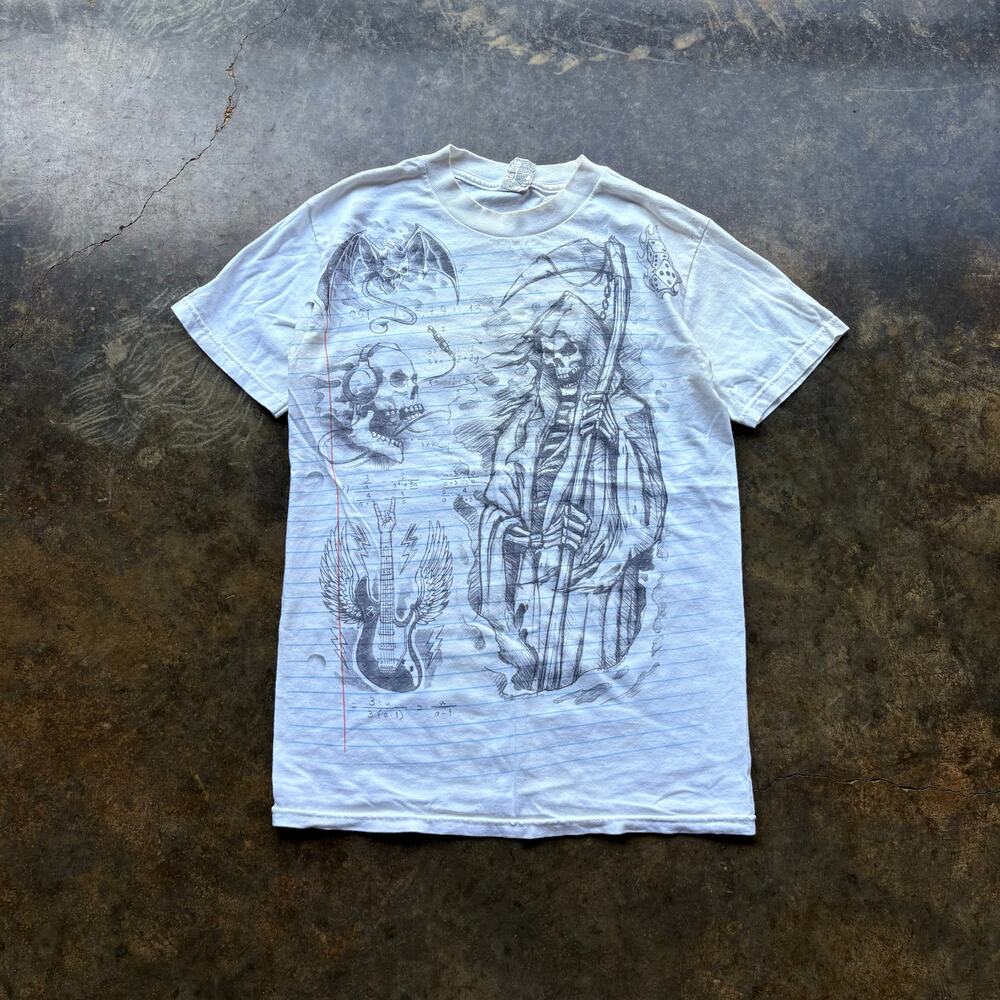 Cool Vintage Y2K Grim Reaper Sketch Notebook‎ T-shirt